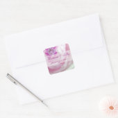 diamant in een roze roze gepersonaliseerd huwelijk vierkante sticker (Envelop)