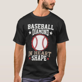 Diamant in hartvorm honkbal t-shirt