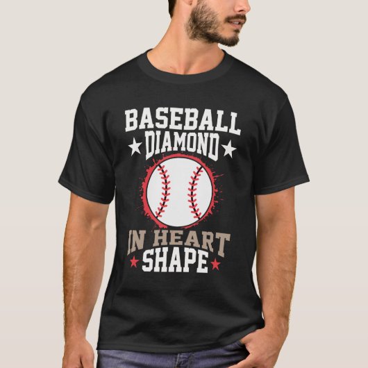 Diamant in hartvorm honkbal t-shirt (Voorkant)
