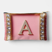 Diamant Initiaal A Gouden Frame Roze Glitters Mono Etui (Achterkant)