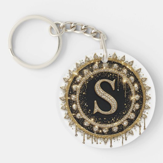 Diamant Initiaal S Sierdecoratie Sleutelhanger (Voorkant)