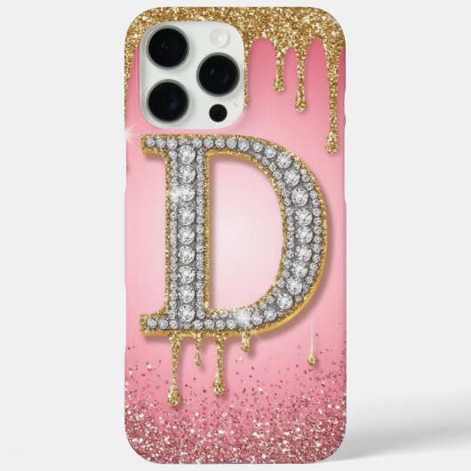 Diamant Initiële Letter D Goud Roze Cadeau Voor Mo Case-Mate iPhone Case (Achterkant)