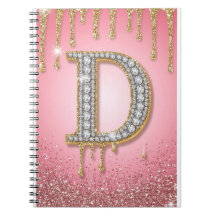 Diamant Initiële Letter D Goud Roze Cadeau Voor Mo