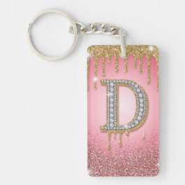 Diamant Initiële Letter D Goud Roze Cadeau Voor Mo Sleutelhanger