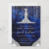 Diamant Jurk & Bokeh Slingerlichten Sweet 16 Kaart (Voorkant)