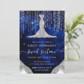 Diamant Jurk & Bokeh Slingerlichten Sweet 16 Kaart (Staand voorkant)