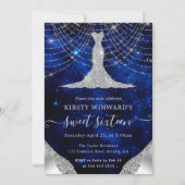 Diamant Jurk & Bokeh Slingerlichten Sweet 16 Kaart (Voorkant)