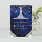 Diamant Jurk & Bokeh Slingerlichten Sweet 16 Kaart (Staand voorkant)