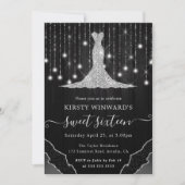 Diamant Jurk & Bokeh Slingerlichten Sweet 16 Kaart (Voorkant)
