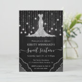 Diamant Jurk & Bokeh Slingerlichten Sweet 16 Kaart (Staand voorkant)