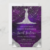 Diamant Jurk & Bokeh Slingerlichten Sweet 16 Kaart (Voorkant)