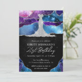 Diamant Jurk en Galaxy Agate 21e Verjaardag Kaart (Staand voorkant)