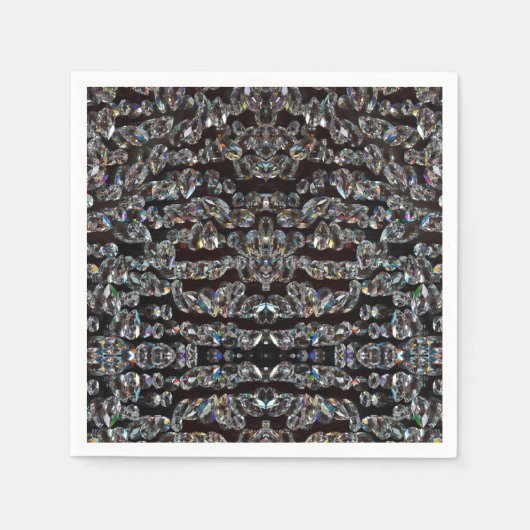 Diamant juweelpatroon elegant zilver zwart feest servet (Voorkant)