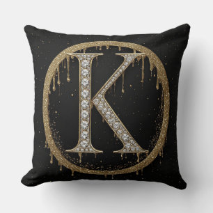 Diamant K Letter Monogram Persoonlijk Initiaal Cad Kussen