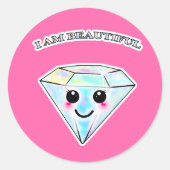 diamant Kawaii, bevestiging Ronde Sticker (Voorkant)