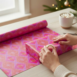 Diamant Krijtjes Textuur Roze Paars Oranje Cadeaupapier