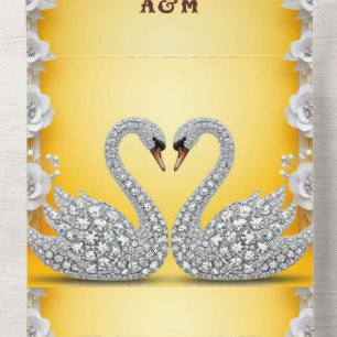 Diamant Kristallen Zwanen Romantische Warme Scene All In One Uitnodiging
