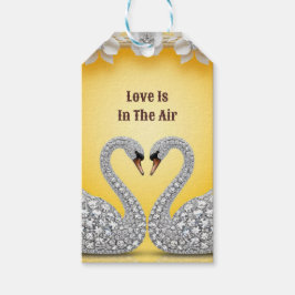 Diamant Kristallen Zwanen Romantische Warme Scene Cadeaulabel
