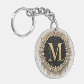 Diamant Letter M Goud Decoratie Sleutelhanger (Voorkant Links)