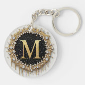 Diamant Letter M Goud Decoratie Sleutelhanger (Achterkant)