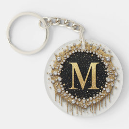 Diamant Letter M Goud Decoratie Sleutelhanger