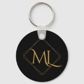 Diamant Logo | Zwart & Goud Sleutelhanger (Voorkant)