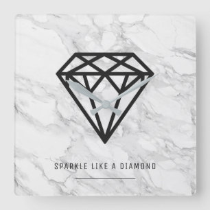 Diamant met Marmer Vierkante Klok