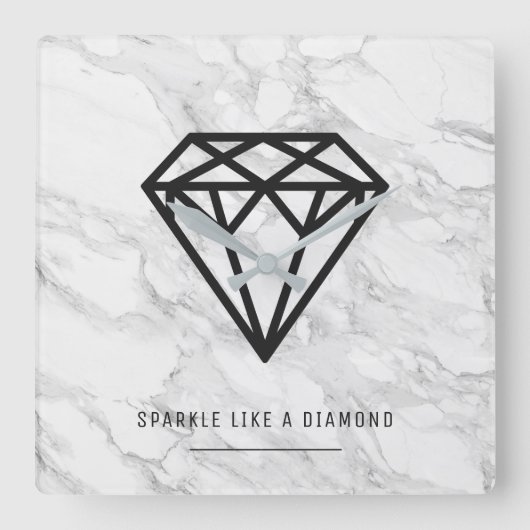 Diamant met Marmer Vierkante Klok (Voorkant)