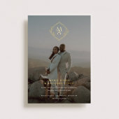 Diamant Monogram en Foto Bruiloft Folie Uitnodiging