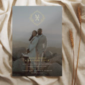 Diamant Monogram en Foto Bruiloft Folie Uitnodiging