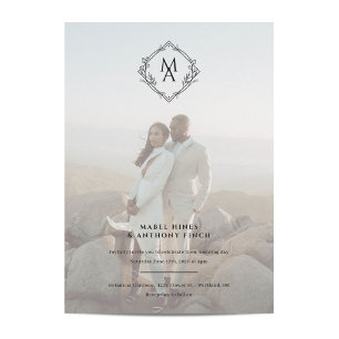 Diamant Monogram en Foto Bruiloft Kaart