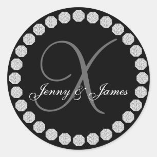 Diamant Monogram X Namen Bruiloft Favor Labels