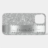 Diamant Nep Glitter Calligrafie Naam Zilver Case-Mate iPhone Case (Achterkant (horizontaal))
