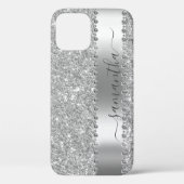 Diamant Nep Glitter Calligrafie Naam Zilver Case-Mate iPhone Case (Achterkant)