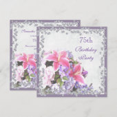 Diamant omlijst bloemen 75e verjaardag kaart (Voorkant / Achterkant)