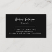 Diamant op zwarte achtergrond met zilveren schrift visitekaartje (Achterkant)