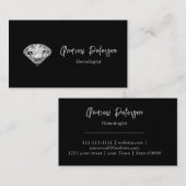 Diamant op zwarte achtergrond met zilveren schrift visitekaartje (Voorkant / Achterkant)