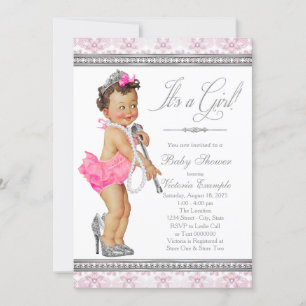 Diamant Parel Hoge Hakken Kleine Dame Baby Shower Kaart