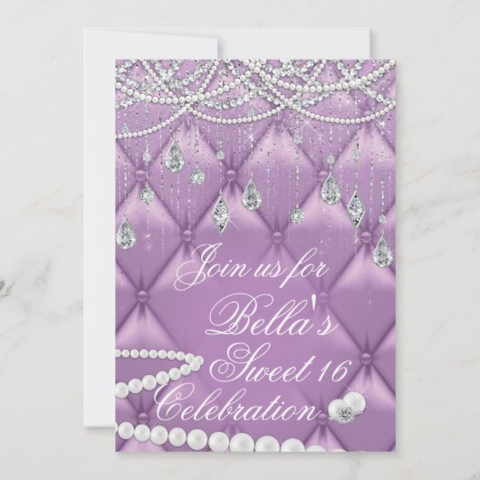 Diamant, Parels en Bling Party Uitnodigingen (Achterkant)