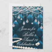 Diamant, Parels en Bling Party Uitnodigingen (Achterkant)