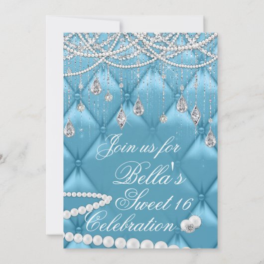 Diamant, Parels en Bling Party Uitnodigingen (Achterkant)