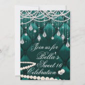 Diamant, Parels en Bling Party Uitnodigingen (Achterkant)