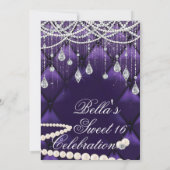 Diamant, Parels en Bling Party Uitnodigingen (Achterkant)