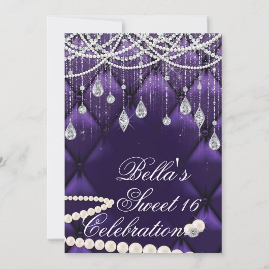 Diamant, Parels en Bling Party Uitnodigingen (Achterkant)