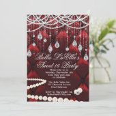 Diamant, Parels en Bling Party Uitnodigingen (Staand voorkant)