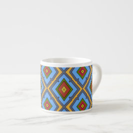 Diamant patroon Blauw Rood Geel Groen  Espresso Kop
