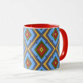 Diamant patroon Blauw Rood Geel Groen  Mok