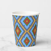 Diamant patroon Blauw Rood Geel Groen Papieren Bekers (Achterkant)