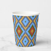 Diamant patroon Blauw Rood Geel Groen Papieren Bekers (Rechts)
