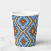 Diamant patroon Blauw Rood Geel Groen Papieren Bekers (Voorkant)